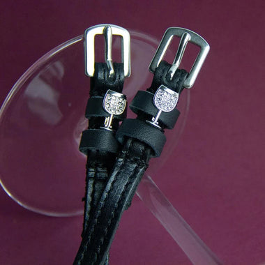 Silver Wine Glass with Clear Stones Spur Straps