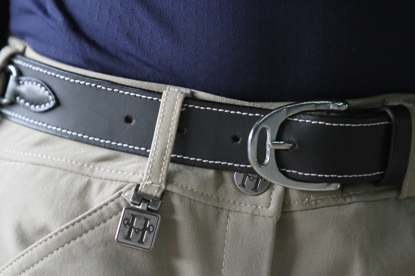 Snaffle Bit Black Leather Belt