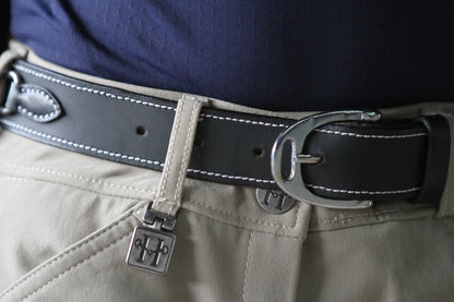 Snaffle Bit Black Leather Belt